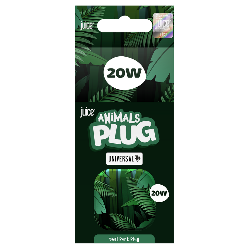 Juice Animals 20W Dual Port USB-A/C PD Plug