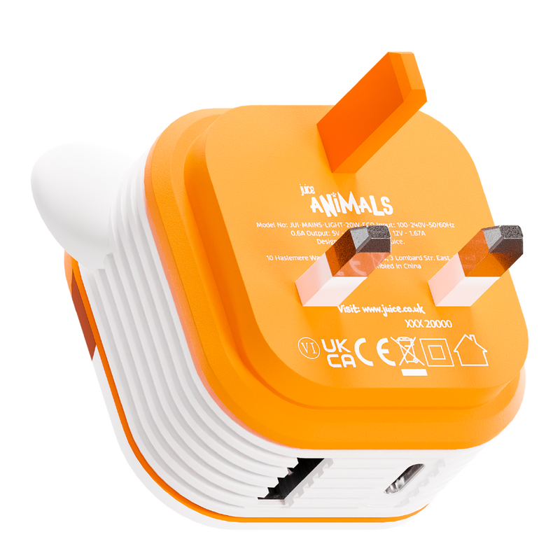 Juice Animals 30W Dual Port USB-A/C PD Plug - Tiger