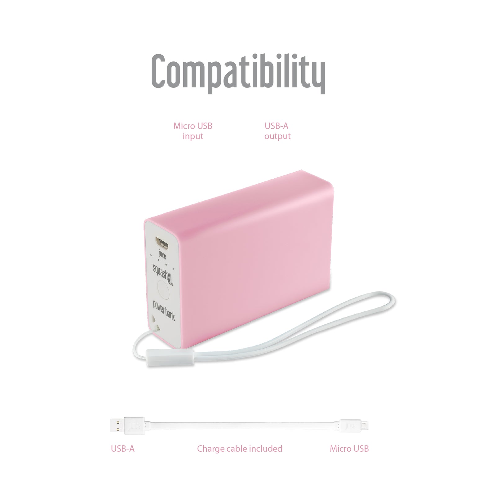 Juice Squash XL Power Bank Pastel Pink – 5,600mAh